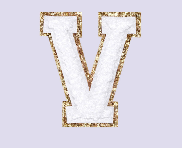 Chenille letter V patch