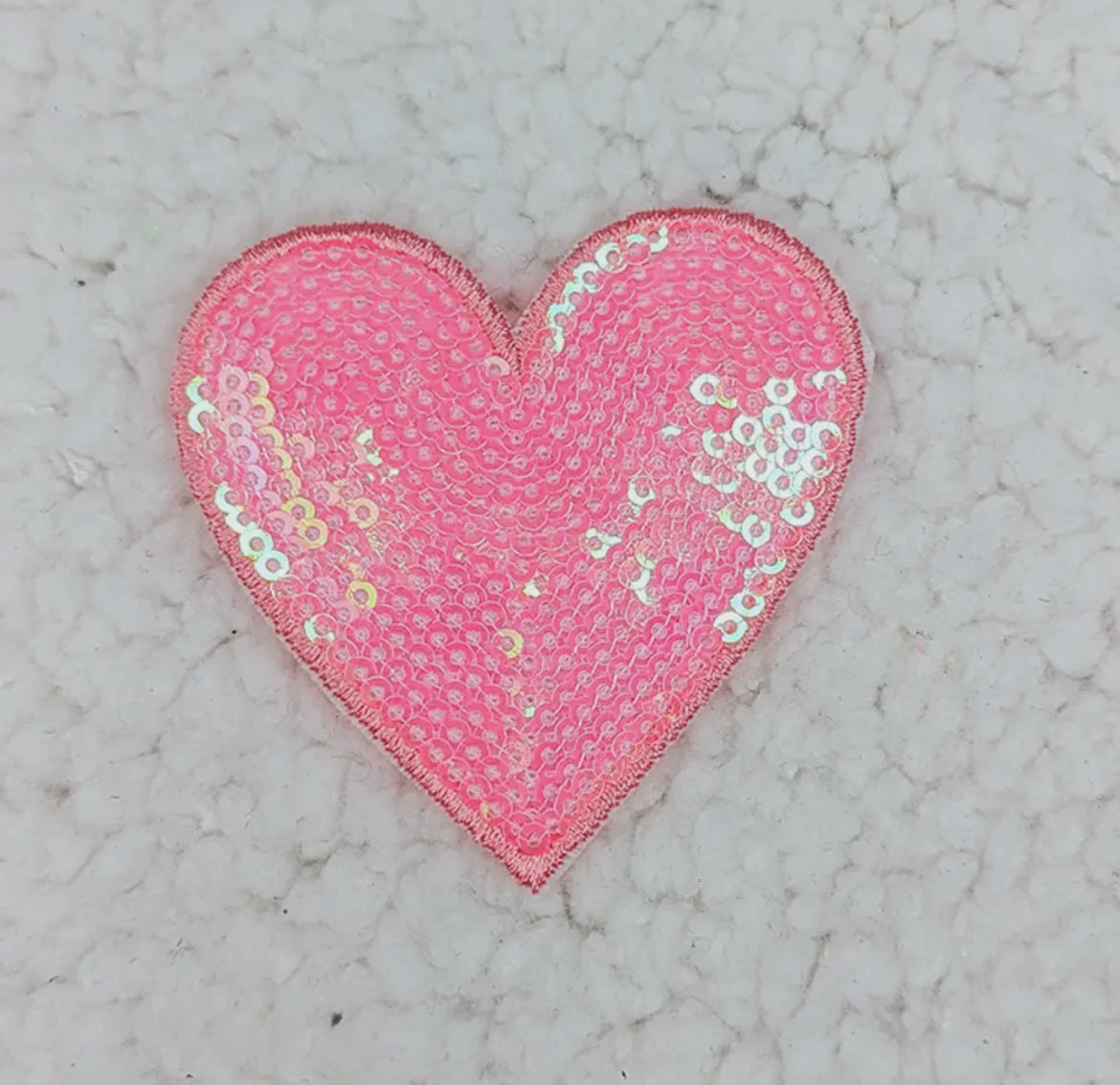 Pink sequin heart patch