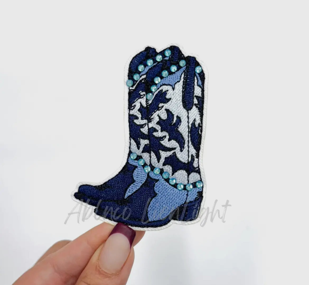 Blue rhinestone Cowgirl boot patch