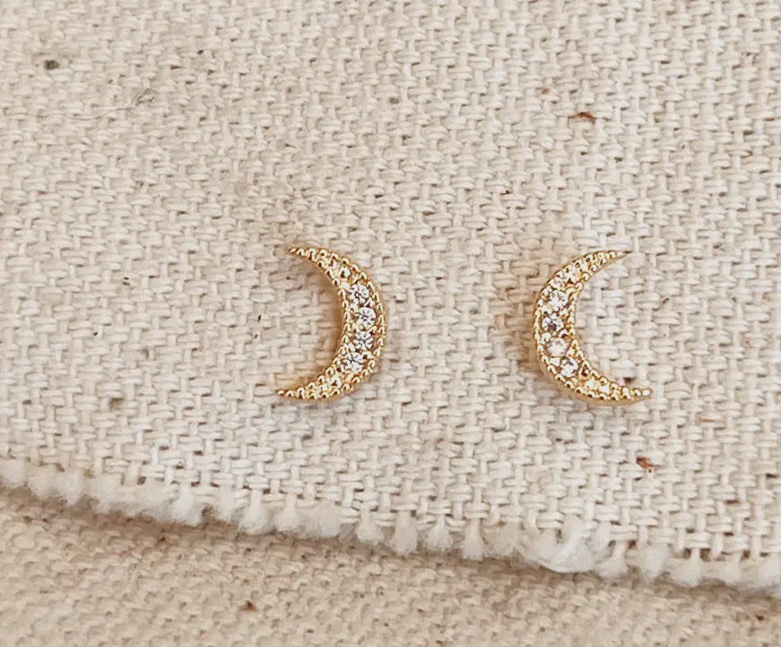 Crescent Moon Studs
