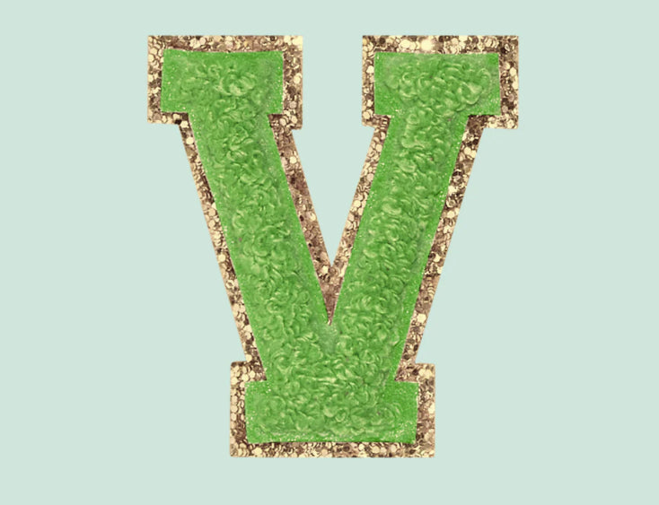 Chenille letter V patch