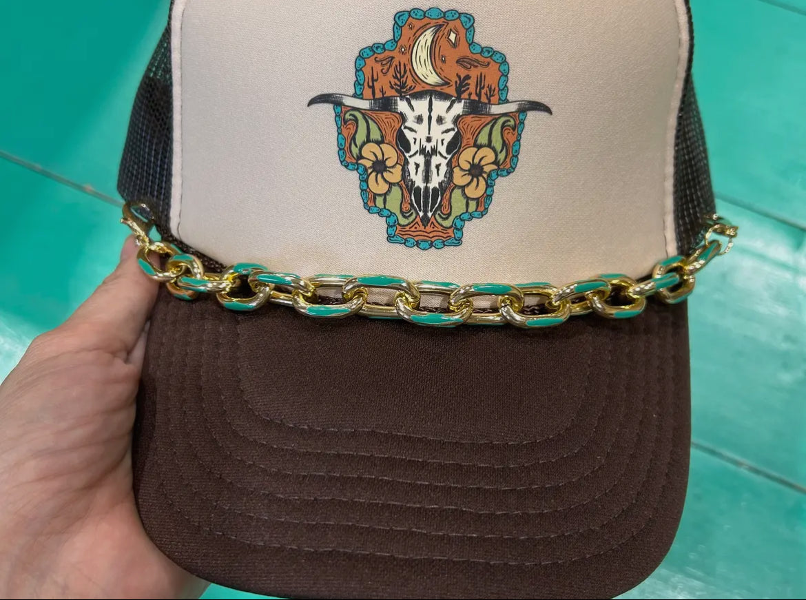 Chunky teal hat chain