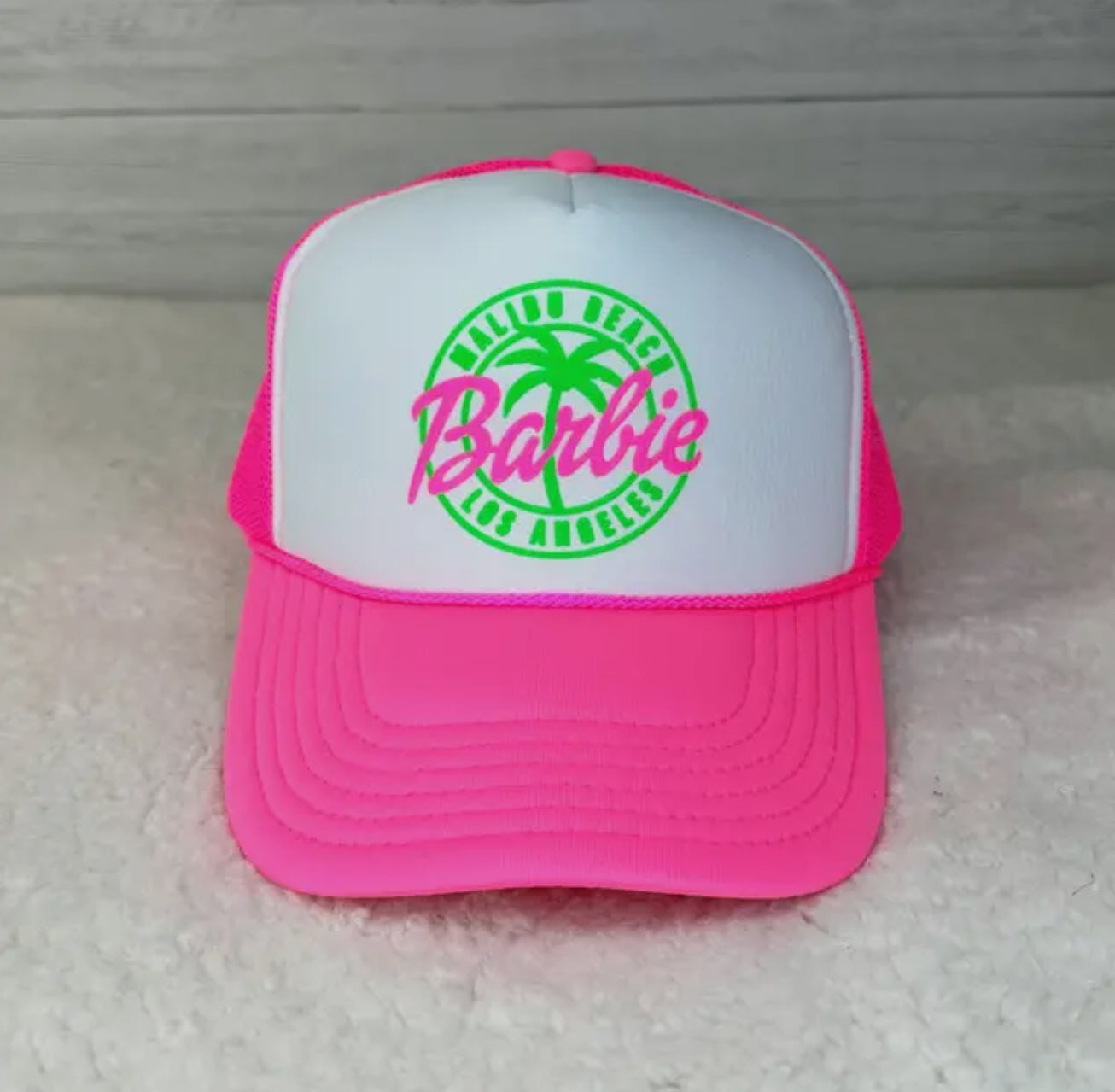 Barbie neon pink trucker hat