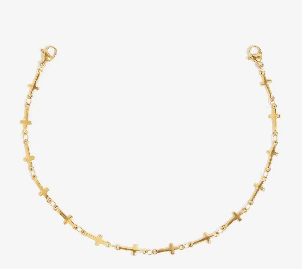 Gold cross hat chain