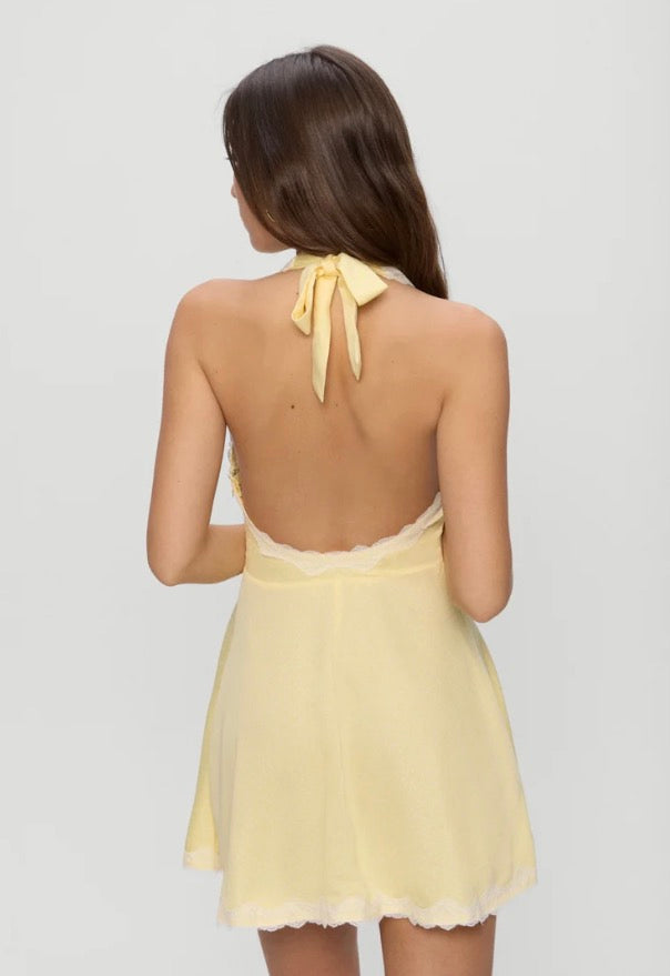 Audrey Satin Dress in Whipped butter Dottie
