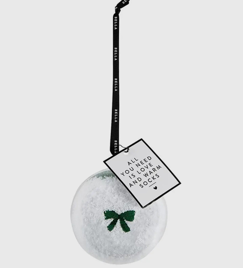 Socks in Ornament- Green Bow