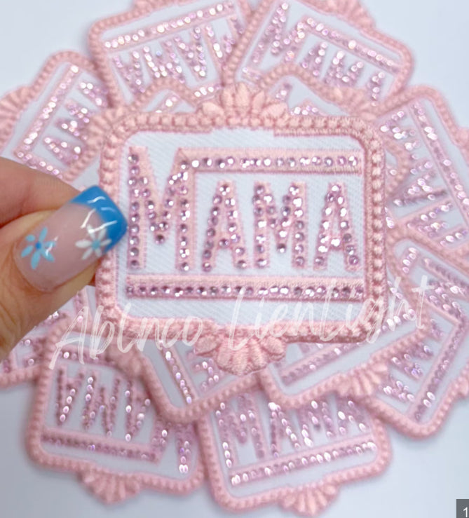 Pink glitter mama patch
