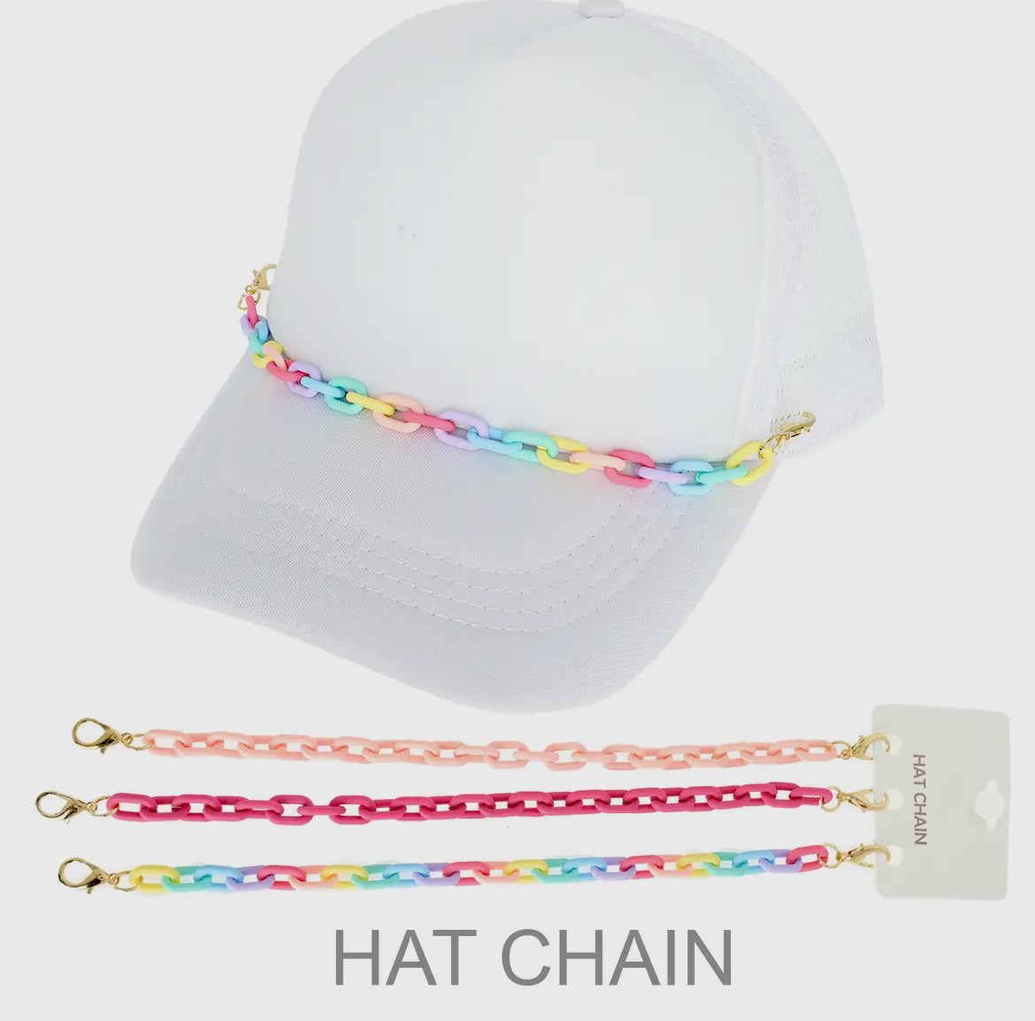 Multicolored acrylic hat chain