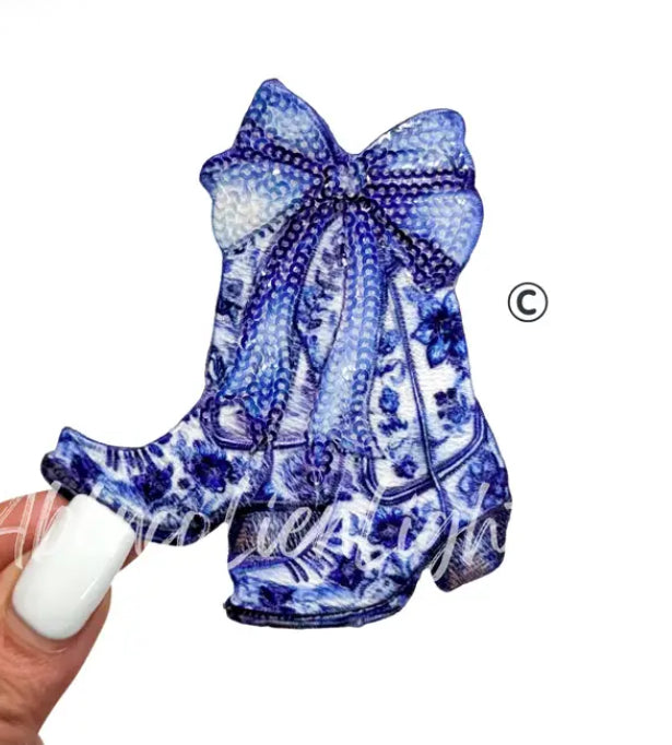 Blue Bow Boot Patch