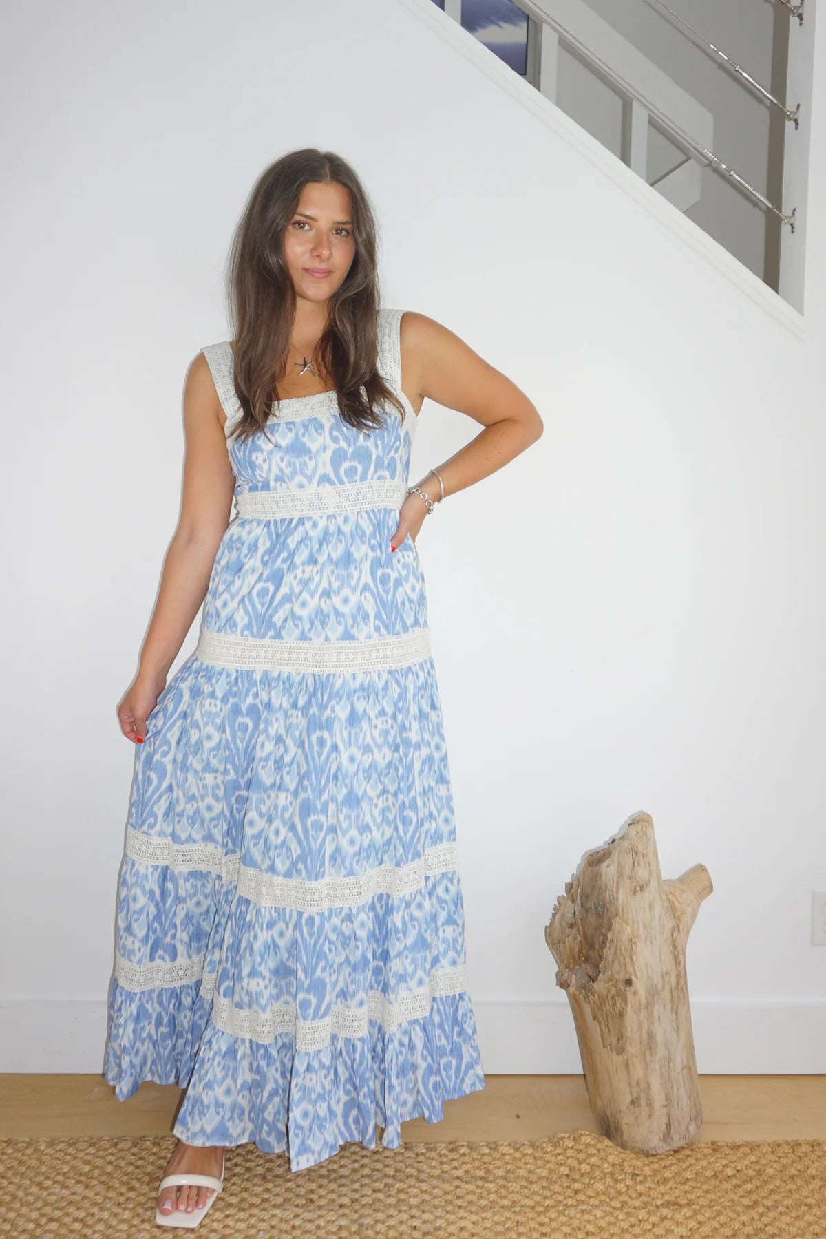 HALO MAXI DRESS - FADED BLUE IKAT