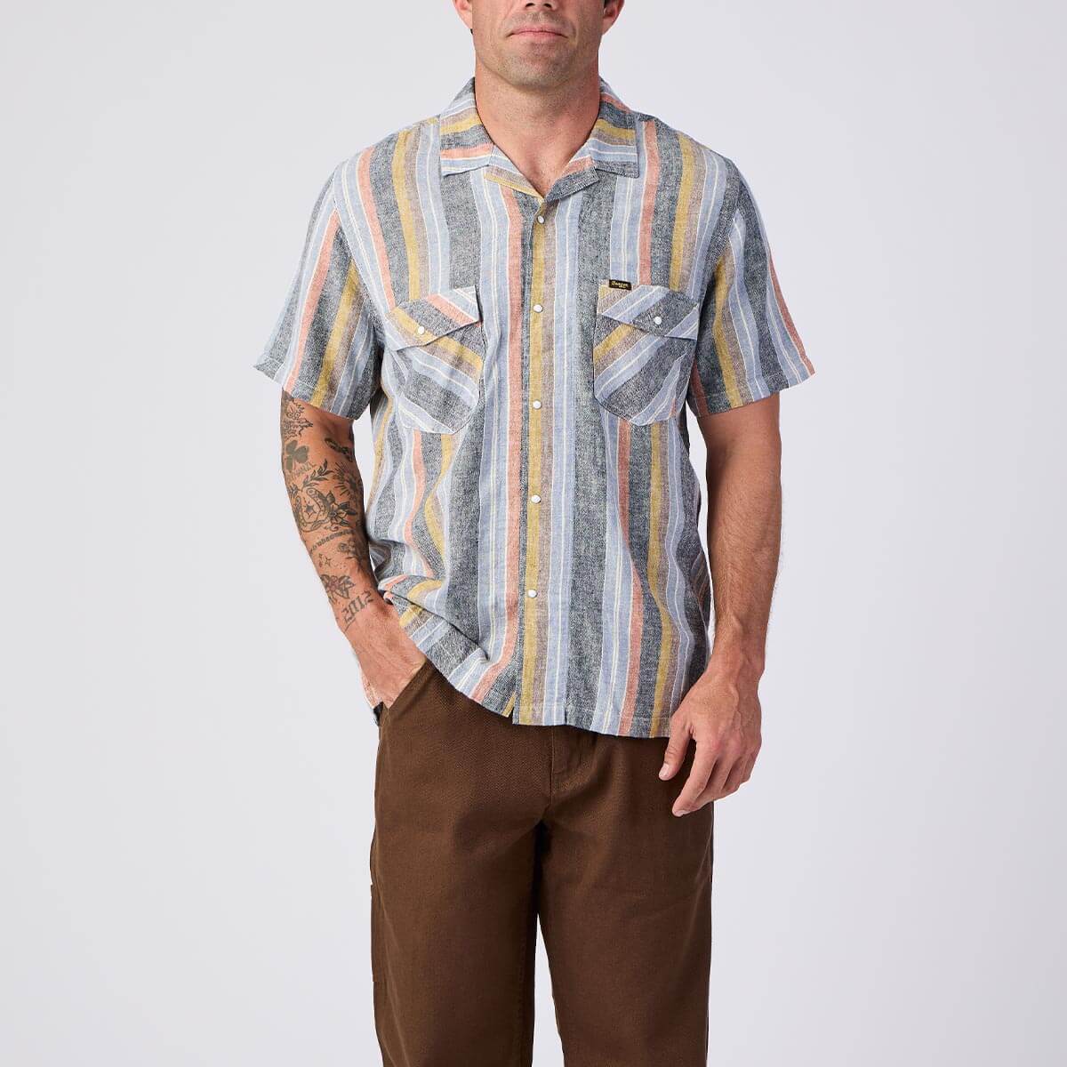 WHIPPERSNAPPER S/S SHIRT WASHED STRIPE NAVY