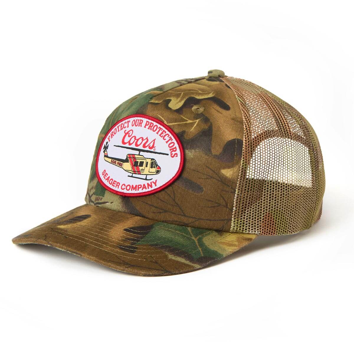 SEAGER X COORS BANQUET HELO TRUCKER SNAPBACK REAL CAMO