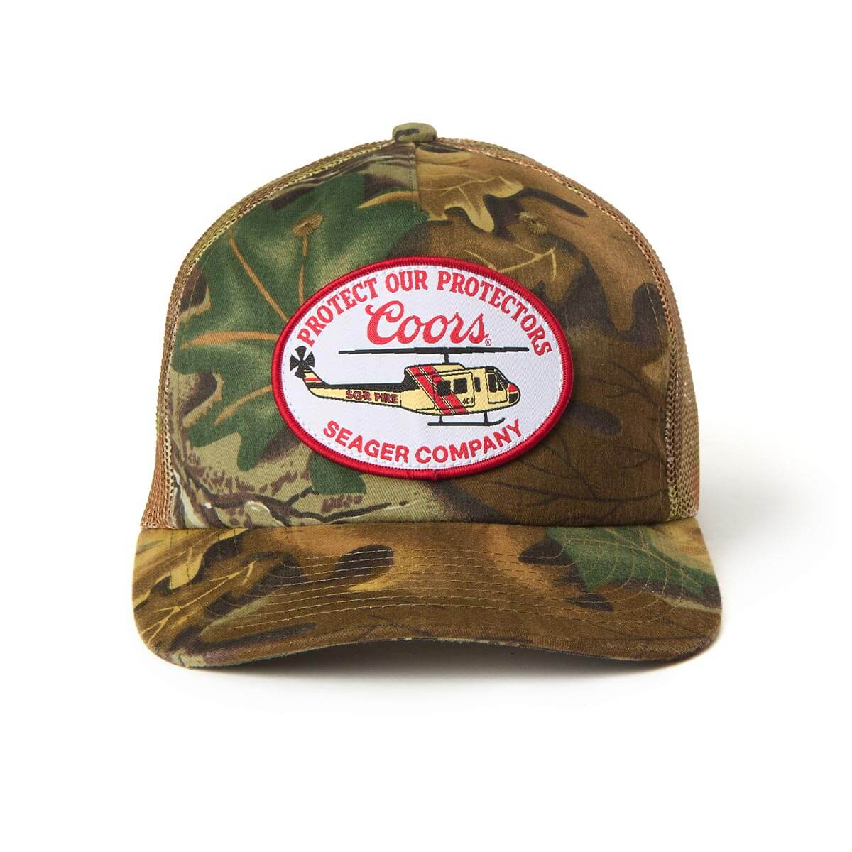 SEAGER X COORS BANQUET HELO TRUCKER SNAPBACK REAL CAMO