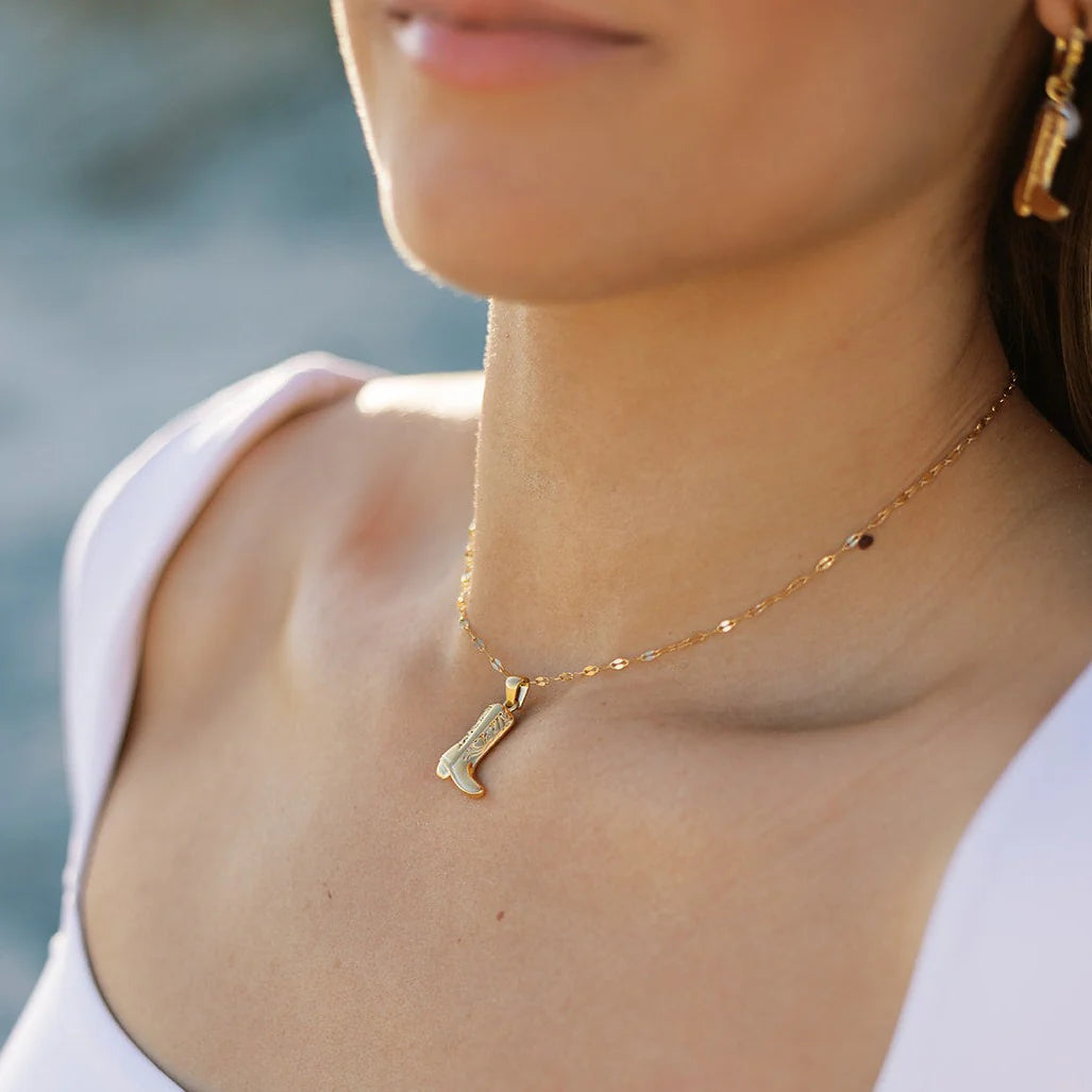 Sienna Cowgirl Boot Diamond Cut Necklace