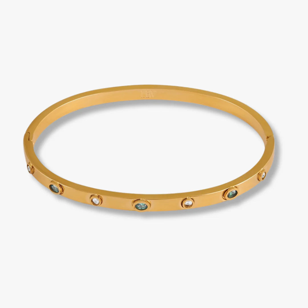 Sorrelle Aquamarine and Diamond Bezel Bangle