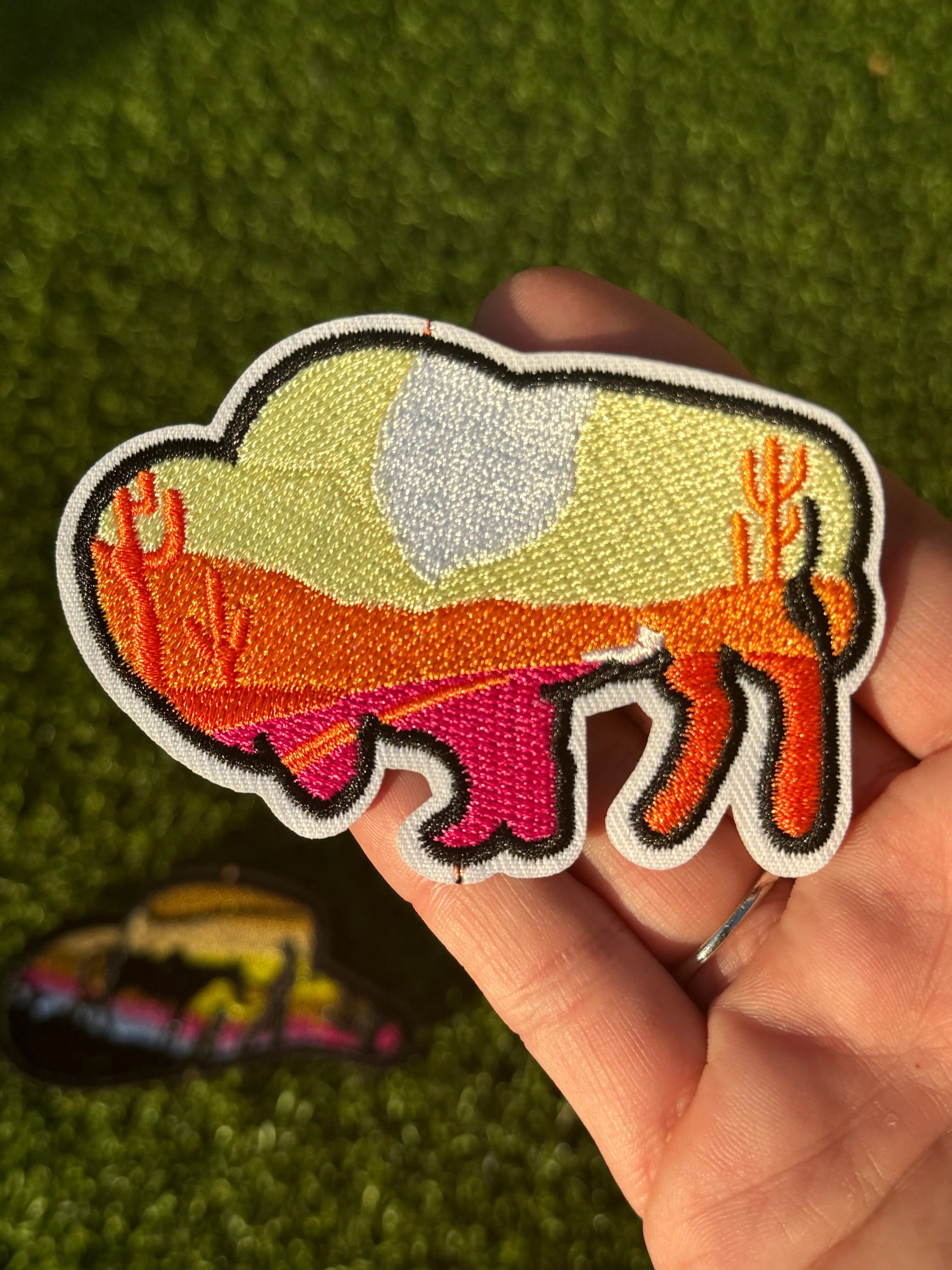 Pink orange and yellow buffalo patch