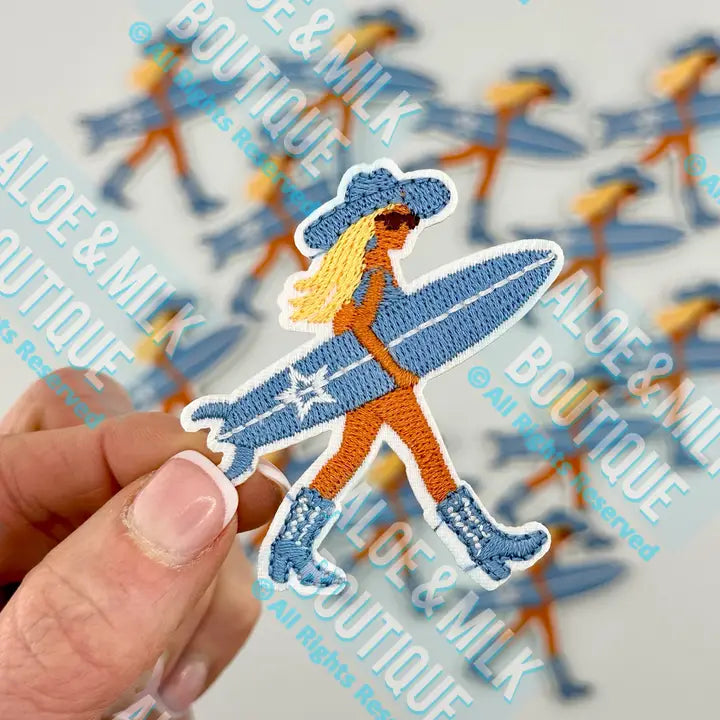 Blue Surfer Cowgirl Patch