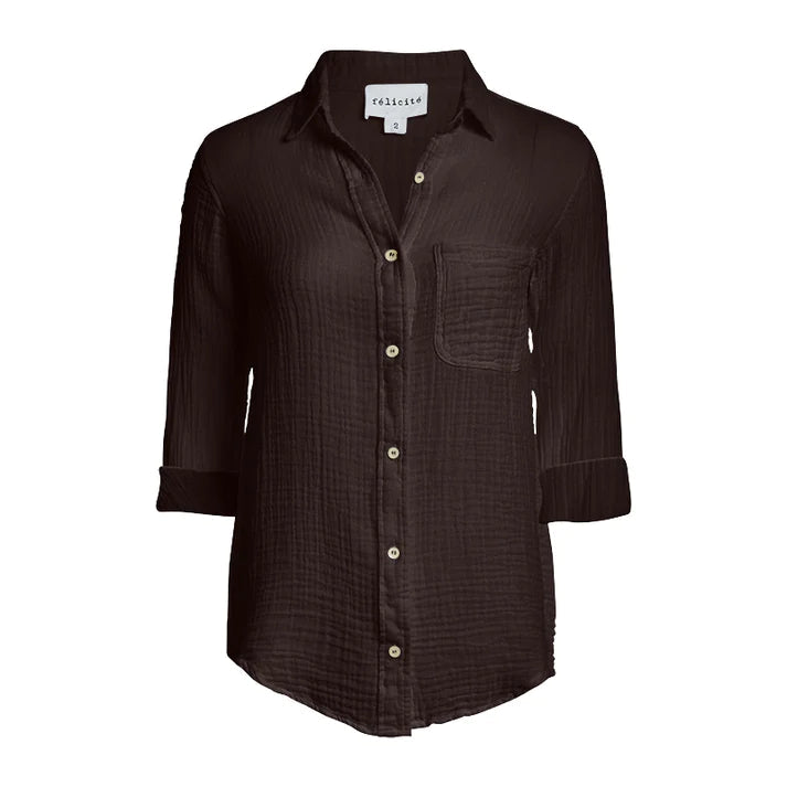 BOYFRIEND TOP GAUZE- BARK