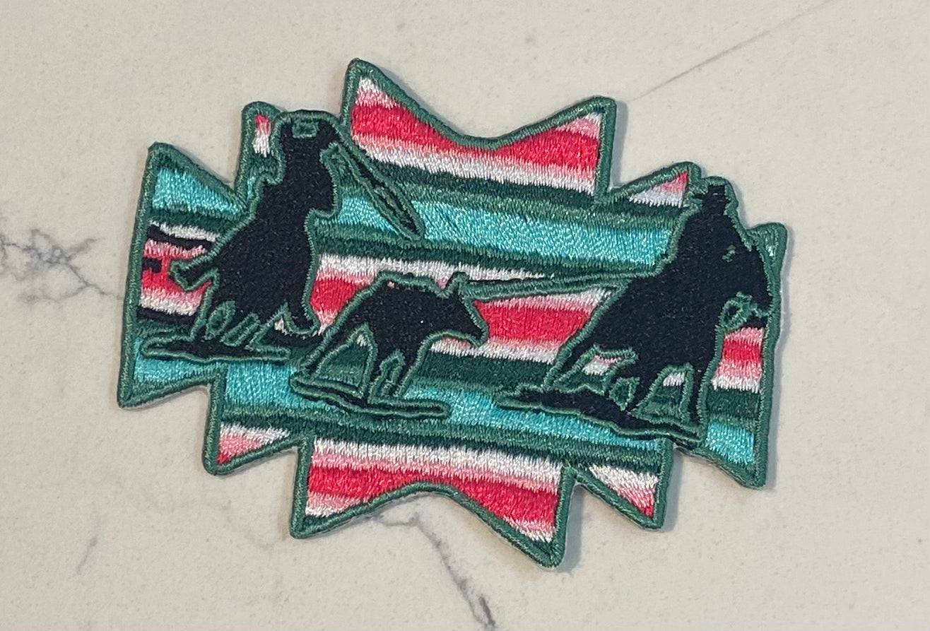 Pink and Teal Team Roping Patch