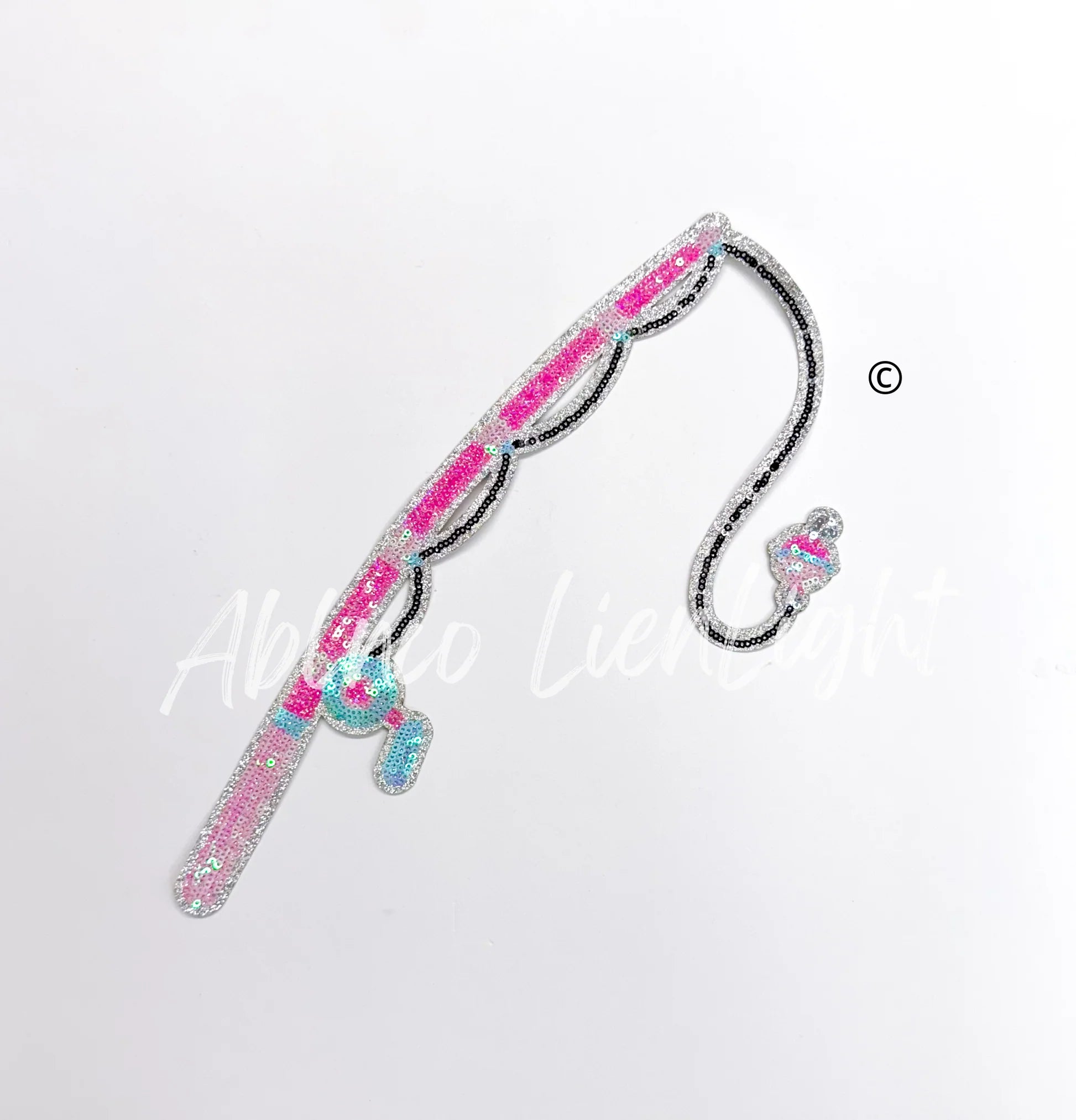 Pink glittery fishing rod