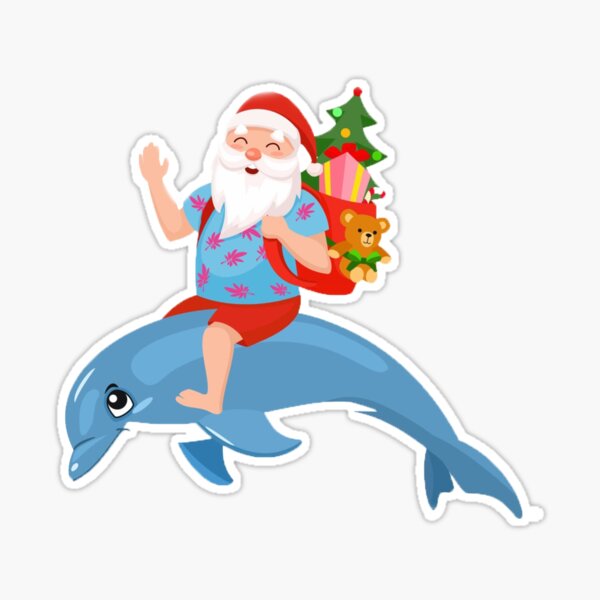 Santa riding a dolphin patch