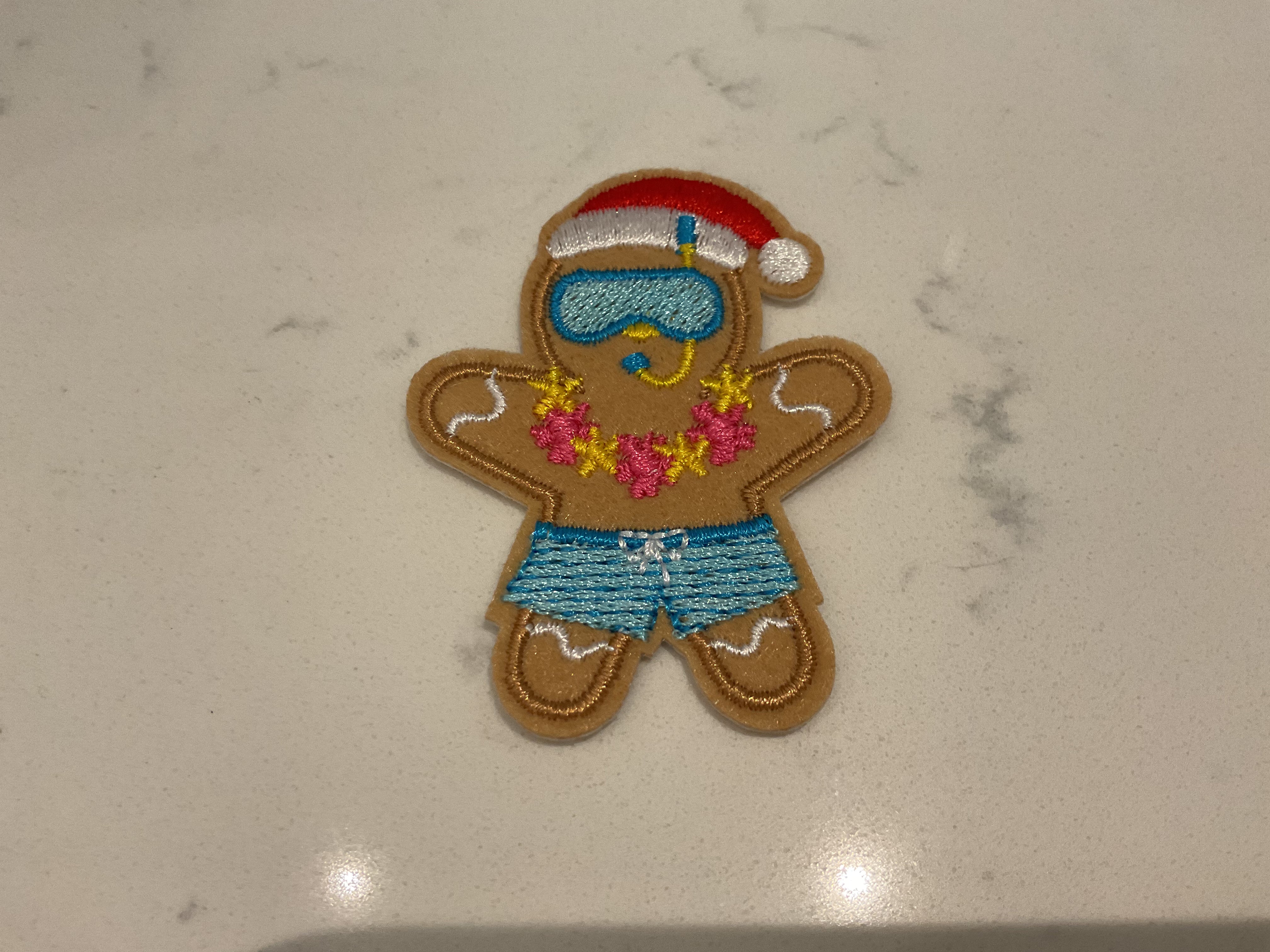 Gingerbread man in snorkel gear patch