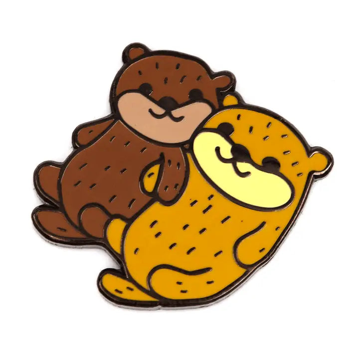 Otters holding hands pin