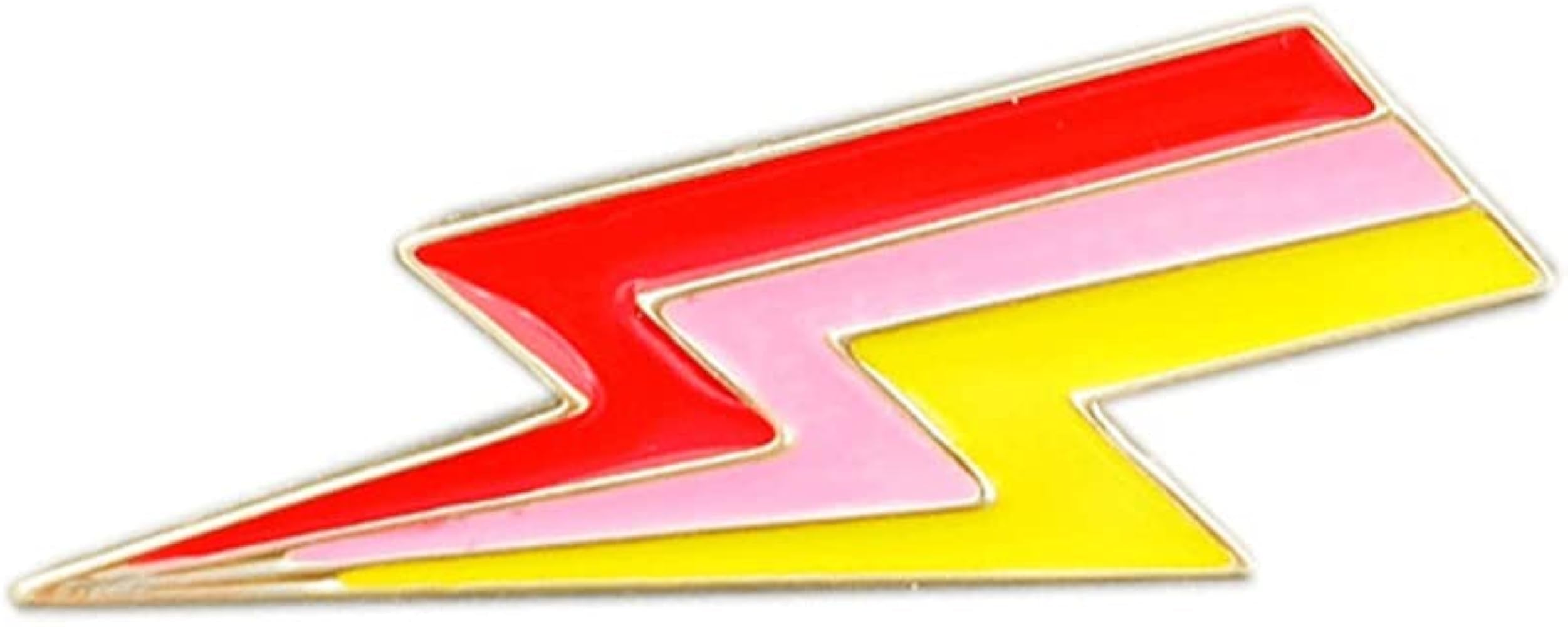 Red pink and yellow lightning bolt pin