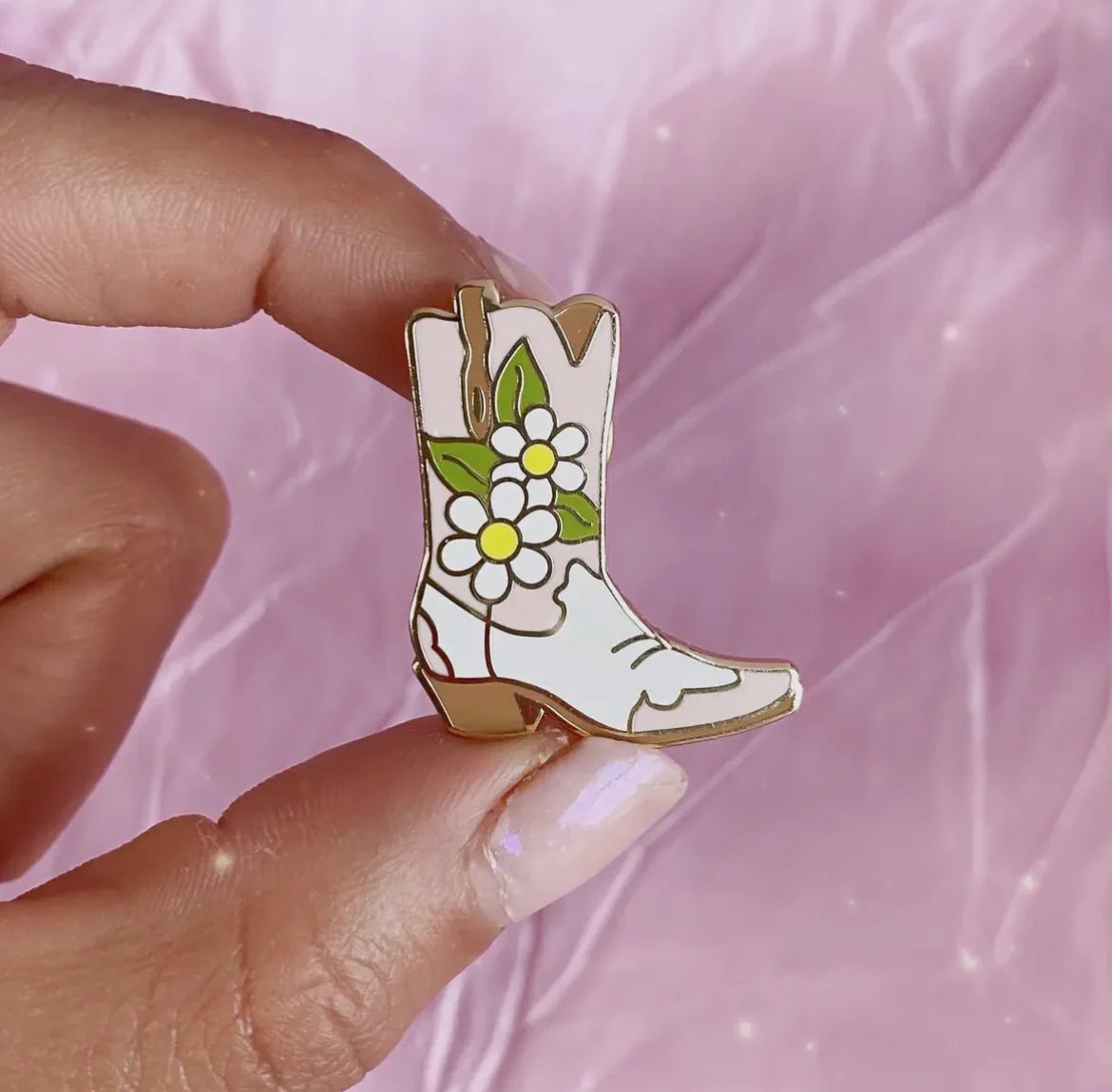 Pink flower Cowgirl boot pin