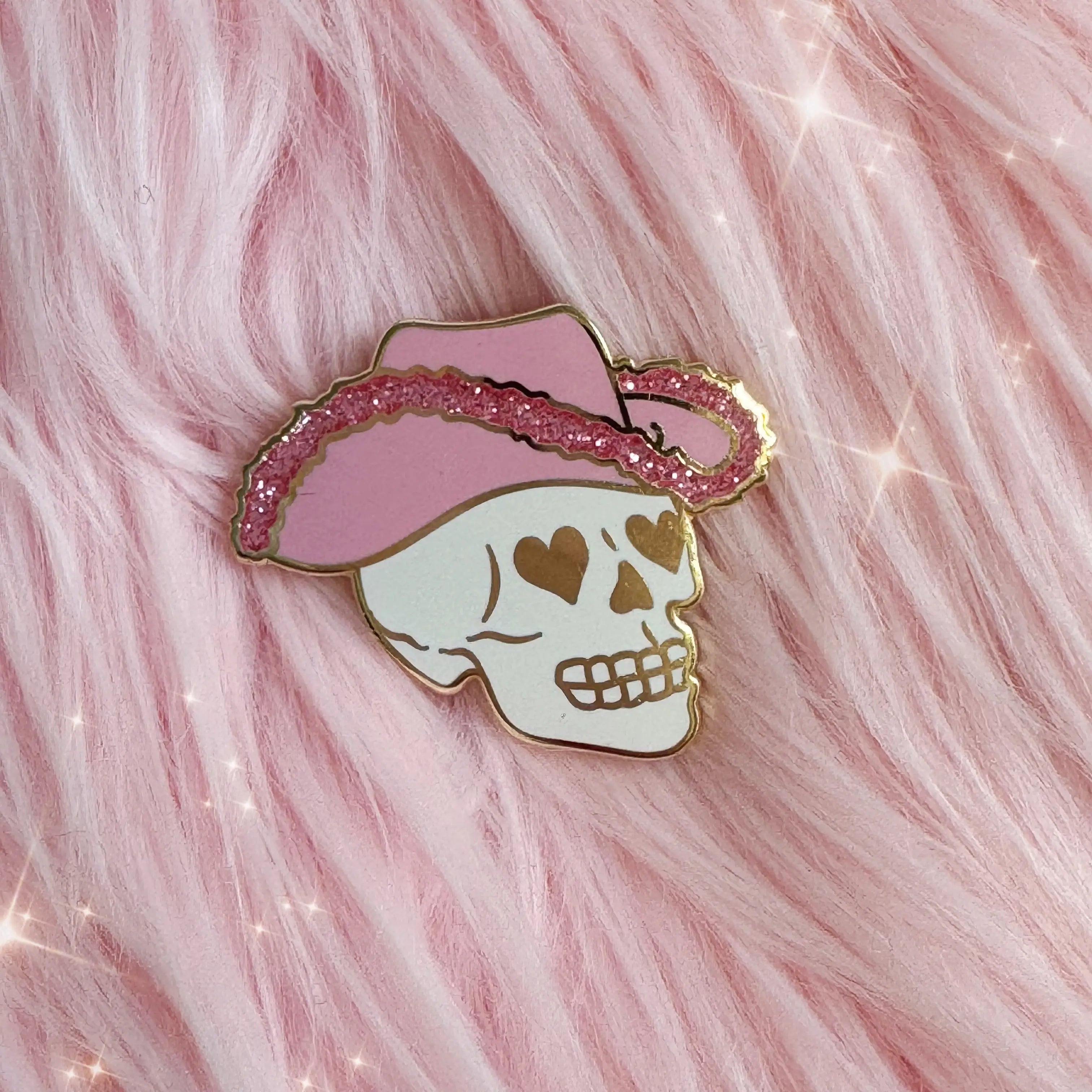 Cowgirl skull pin