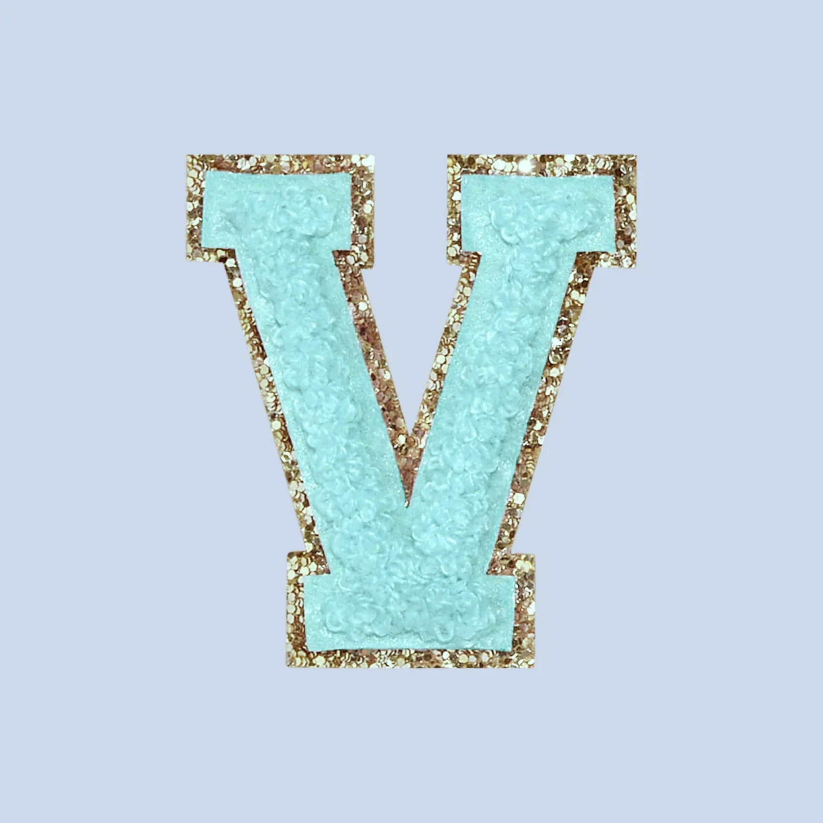 Chenille letter V patch
