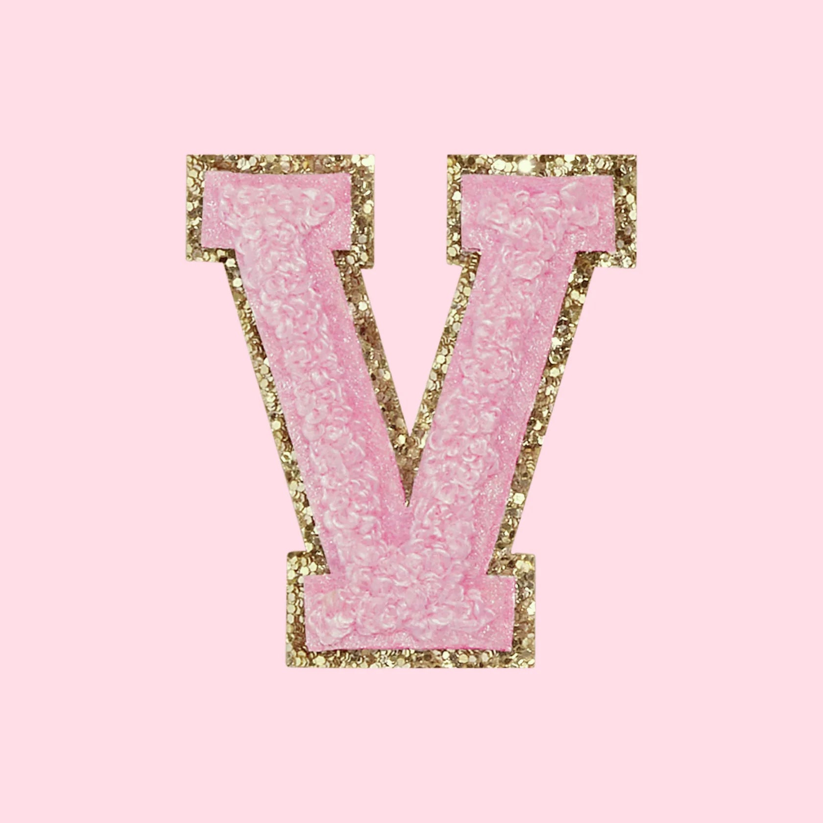 Chenille letter V patch