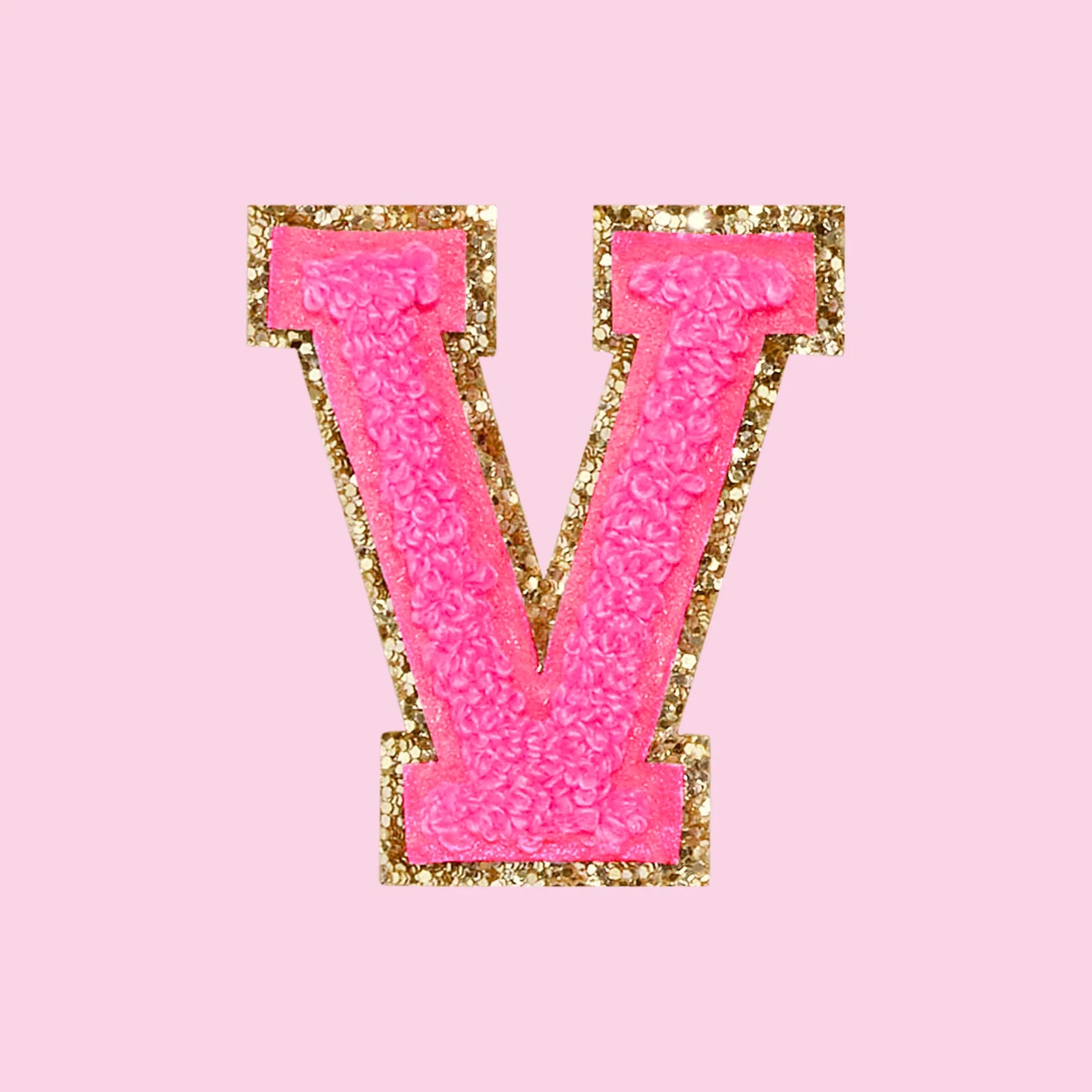 Chenille letter V patch