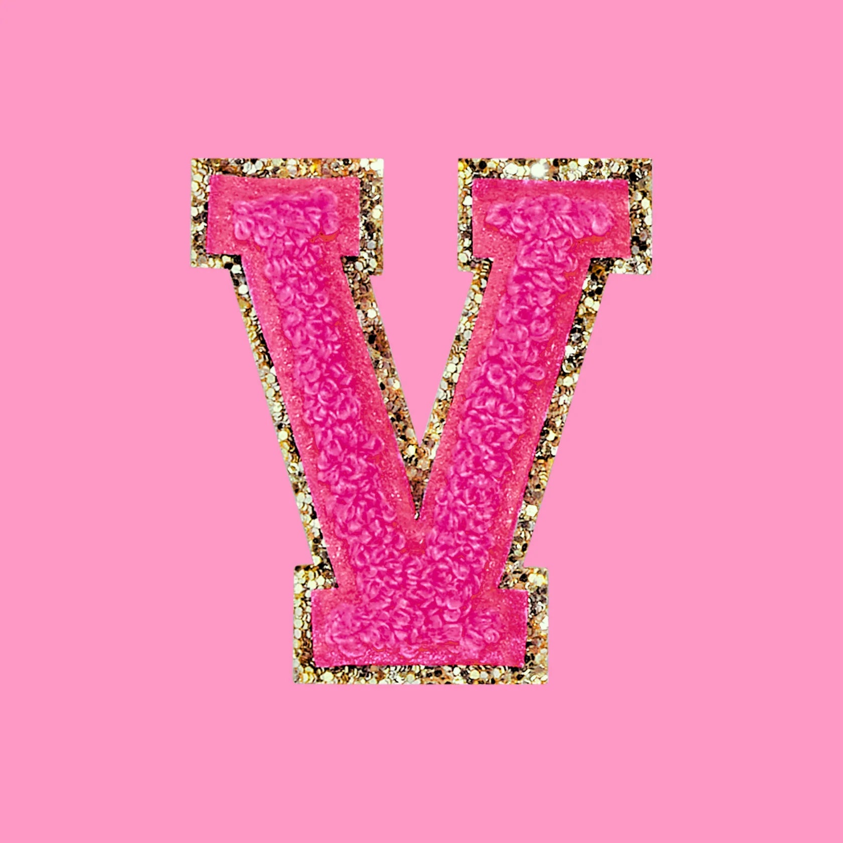Chenille letter V patch