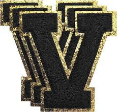 Chenille letter V patch