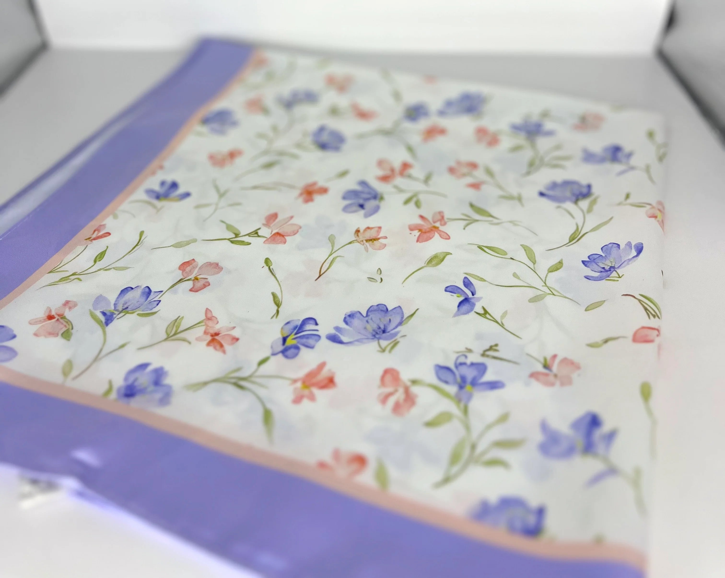 Blue and orange floral silk scarf