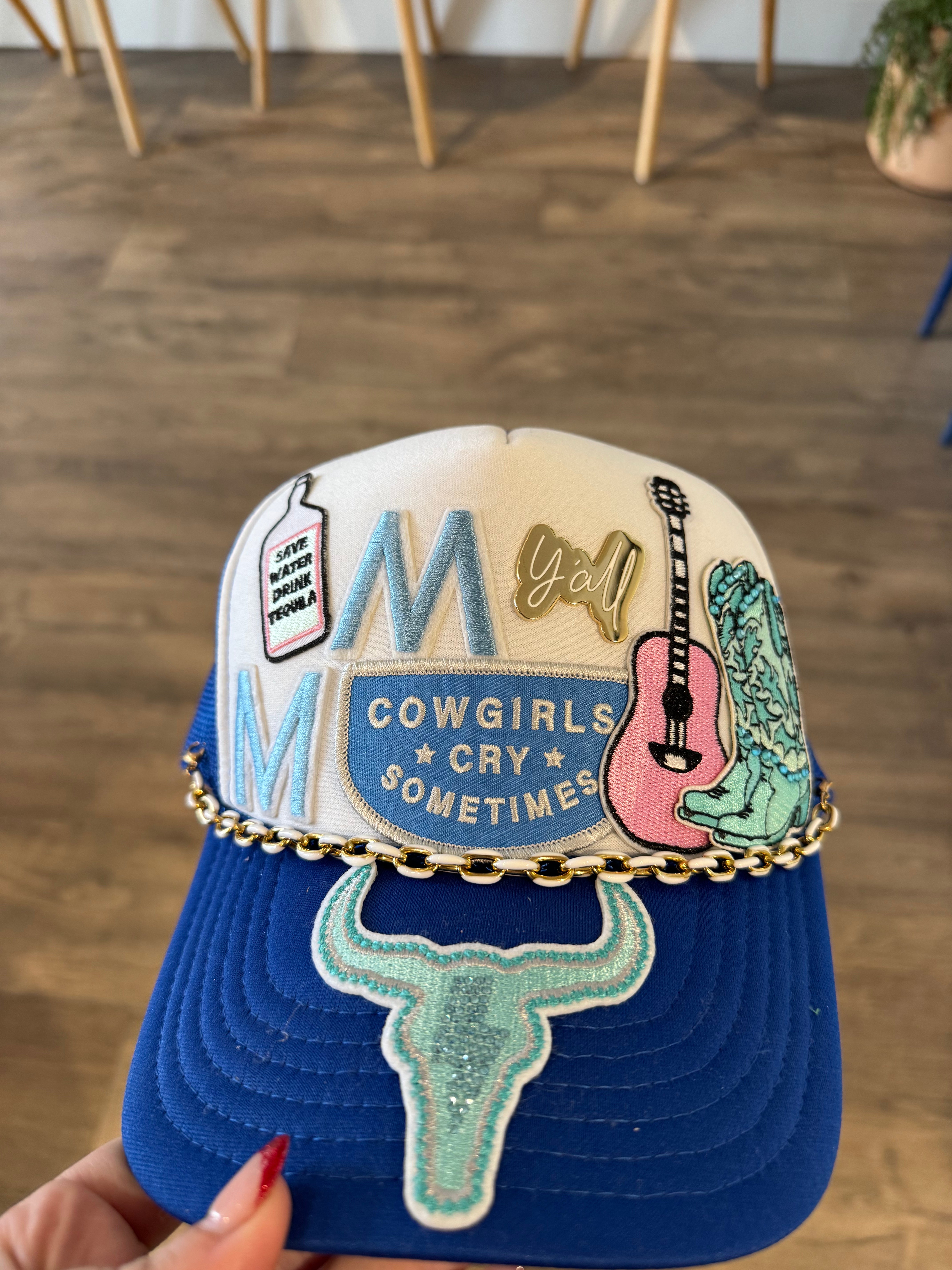 Blue Two Tone Trucker Hat Design
