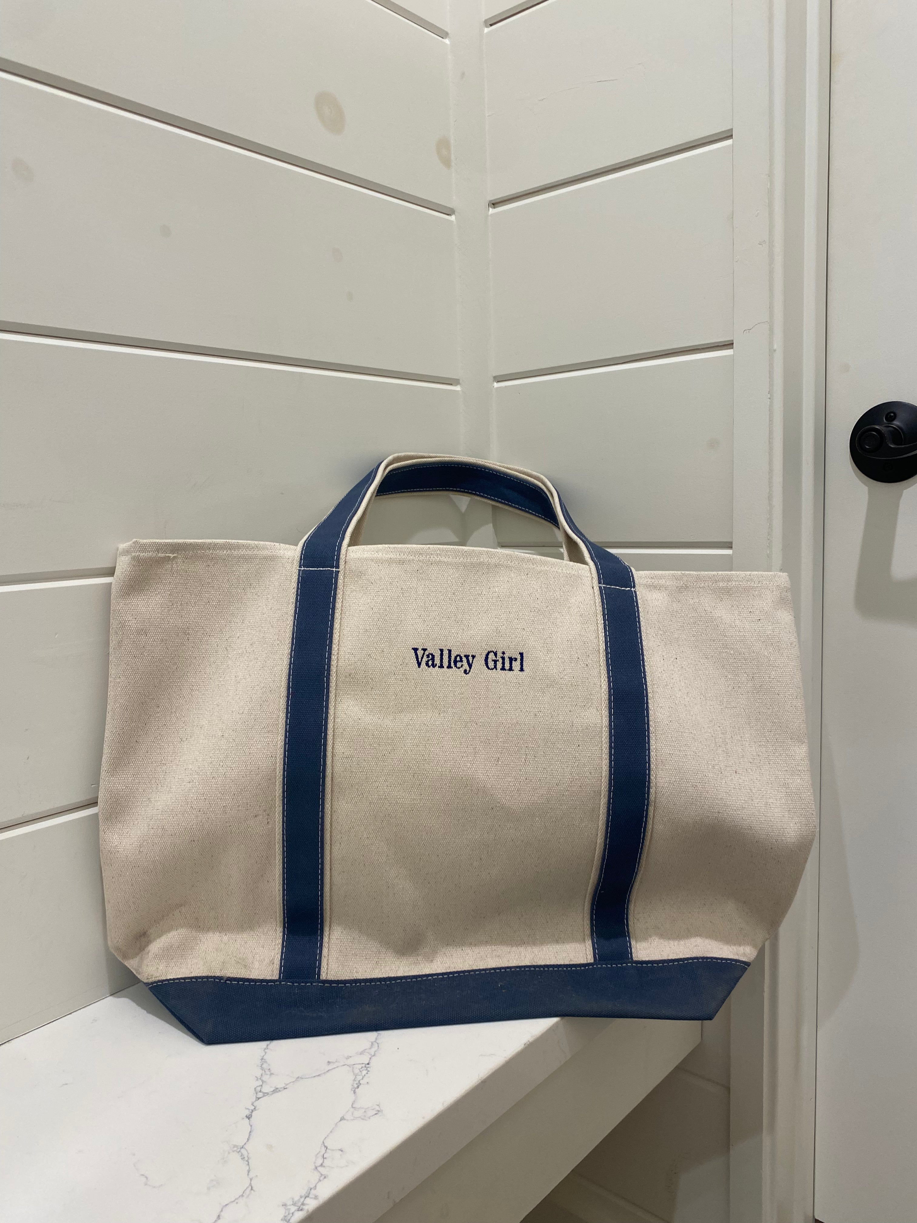 Valley Girl Canvas Embroidered Boat Tote