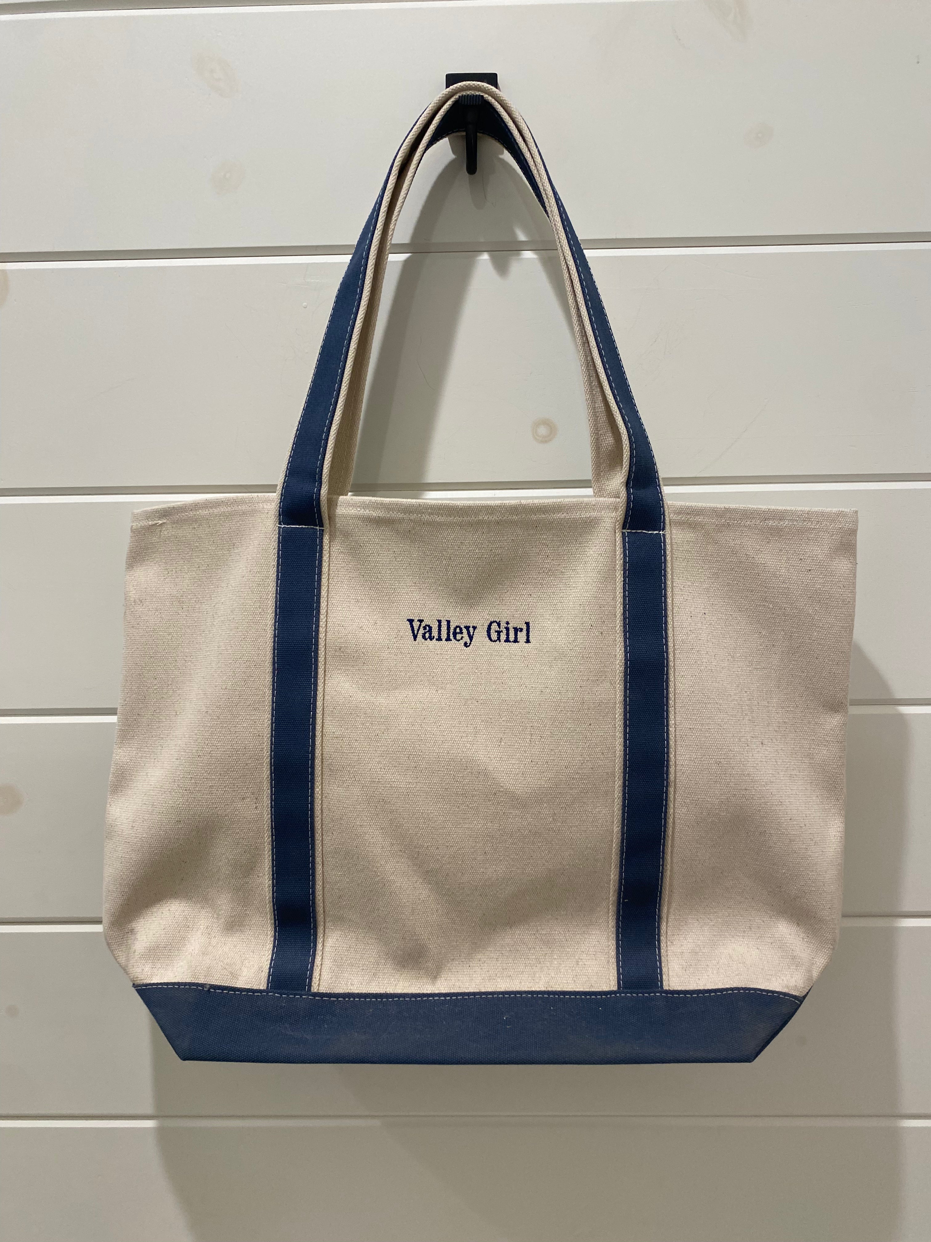 Valley Girl Canvas Embroidered Boat Tote