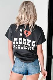 Rodeo Cowboy Front and back Tee- Charcol