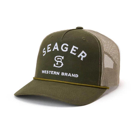 Branded trucker SnapBack- green waxed