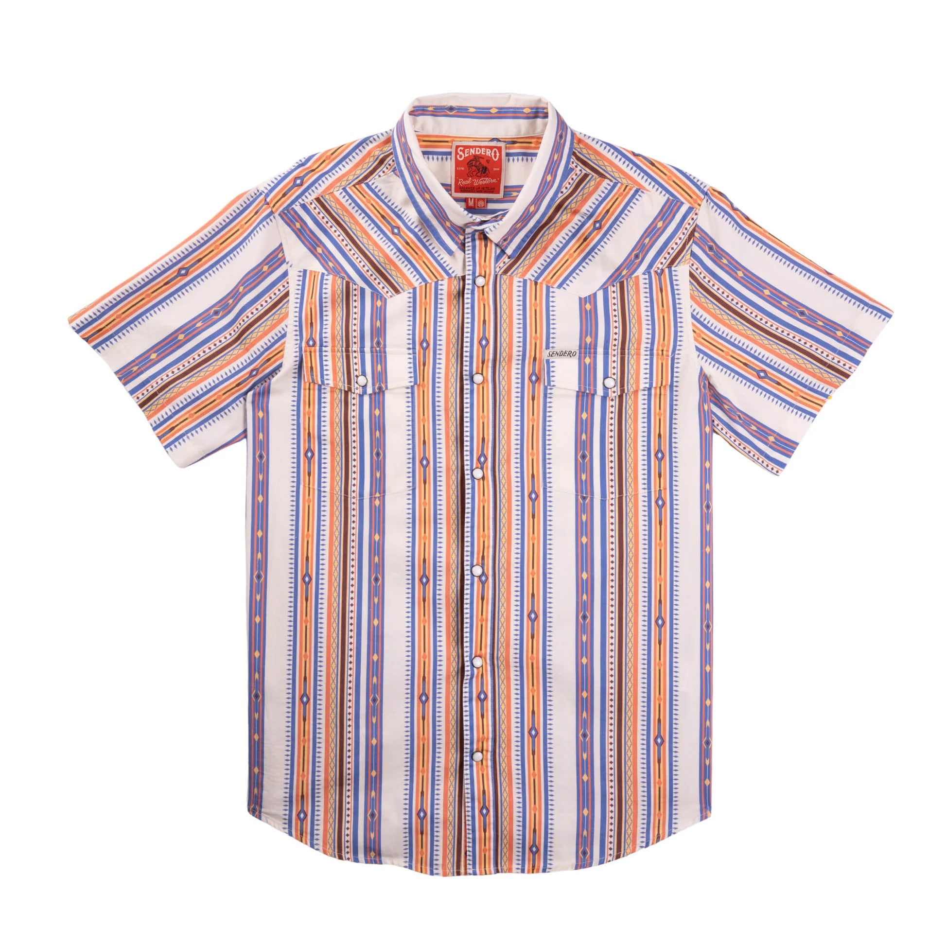 SERAPE PEARL SNAP SHORT SLEEVE- Southwest Cobalt