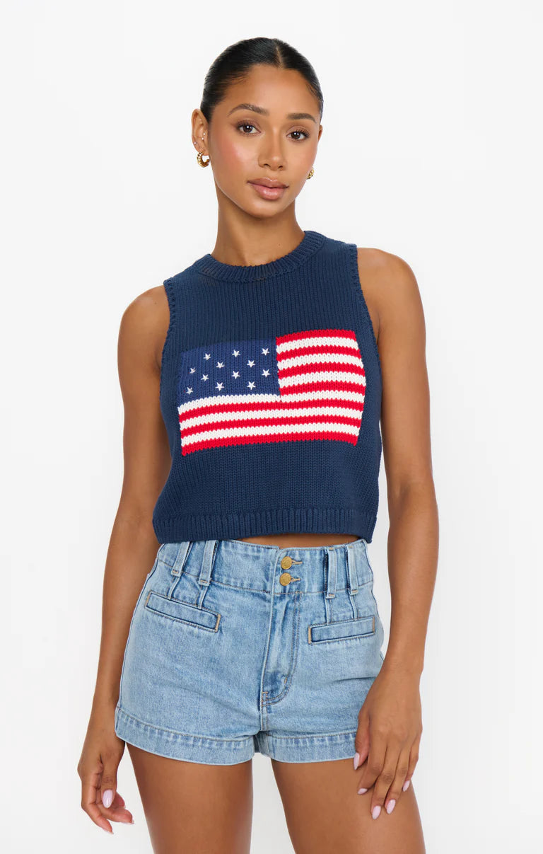 Milo Knit Tank in Navy Flag