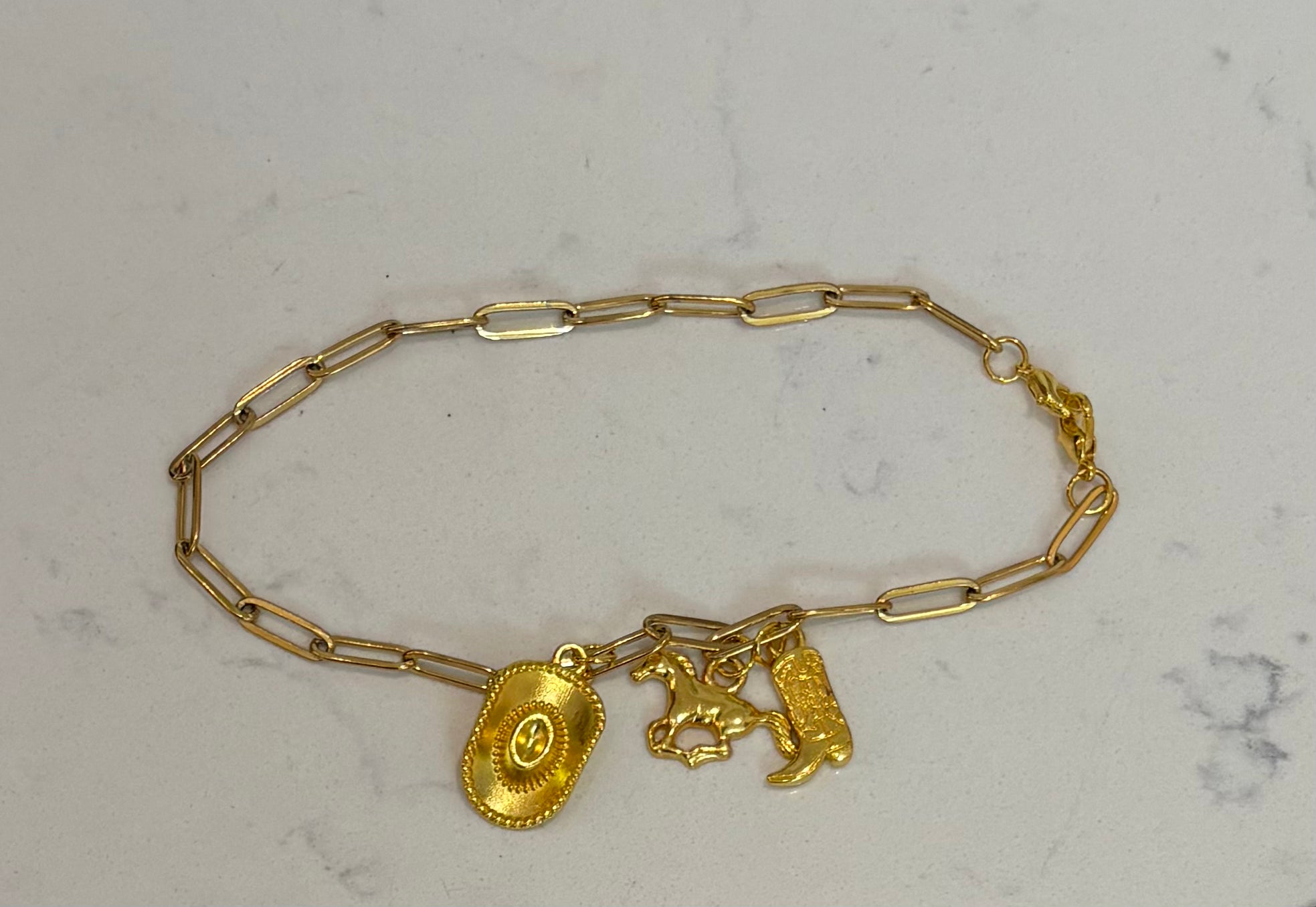 Gold Cowboy Charm Hat Chain
