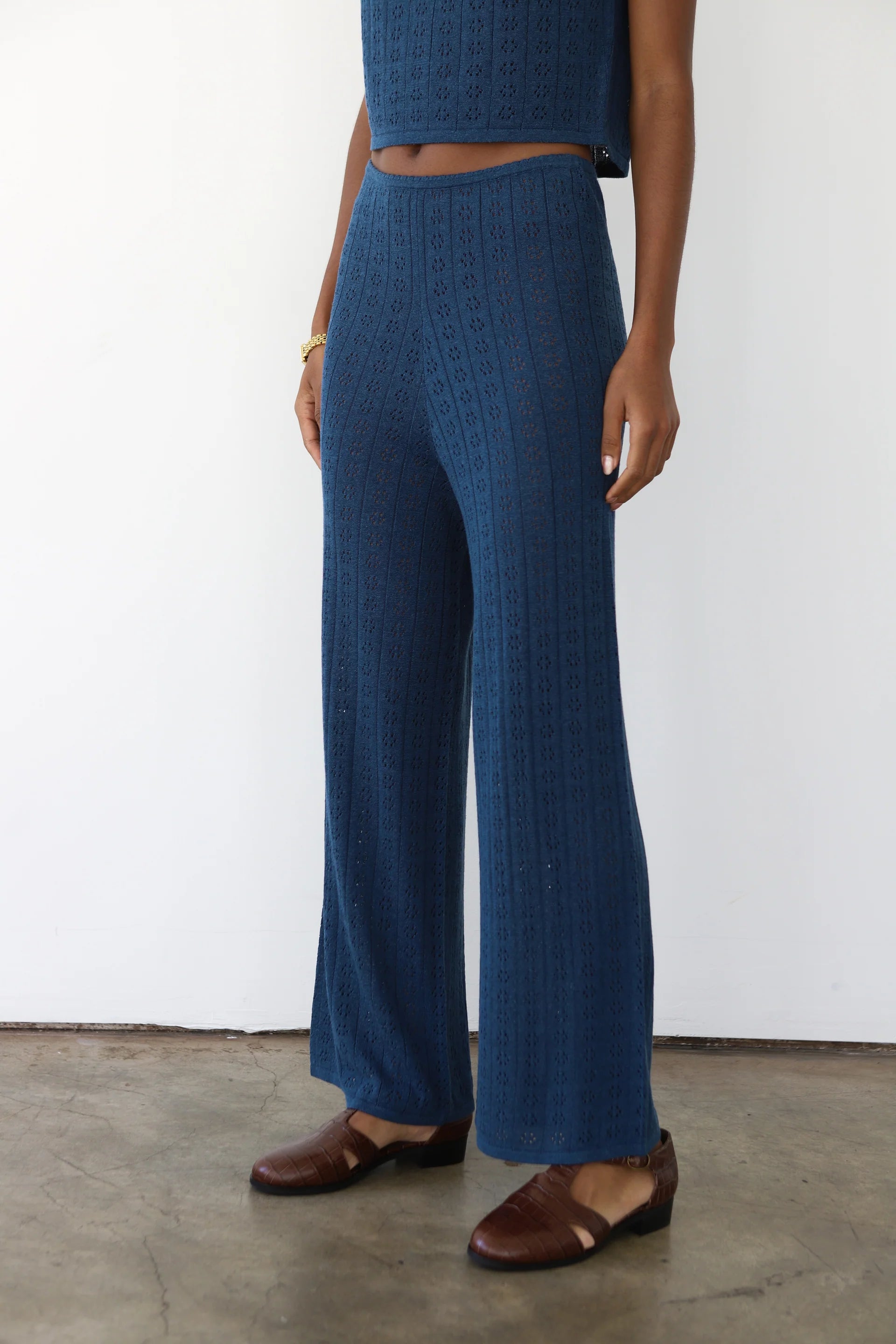Nerissa Pointelle Pants in Navy