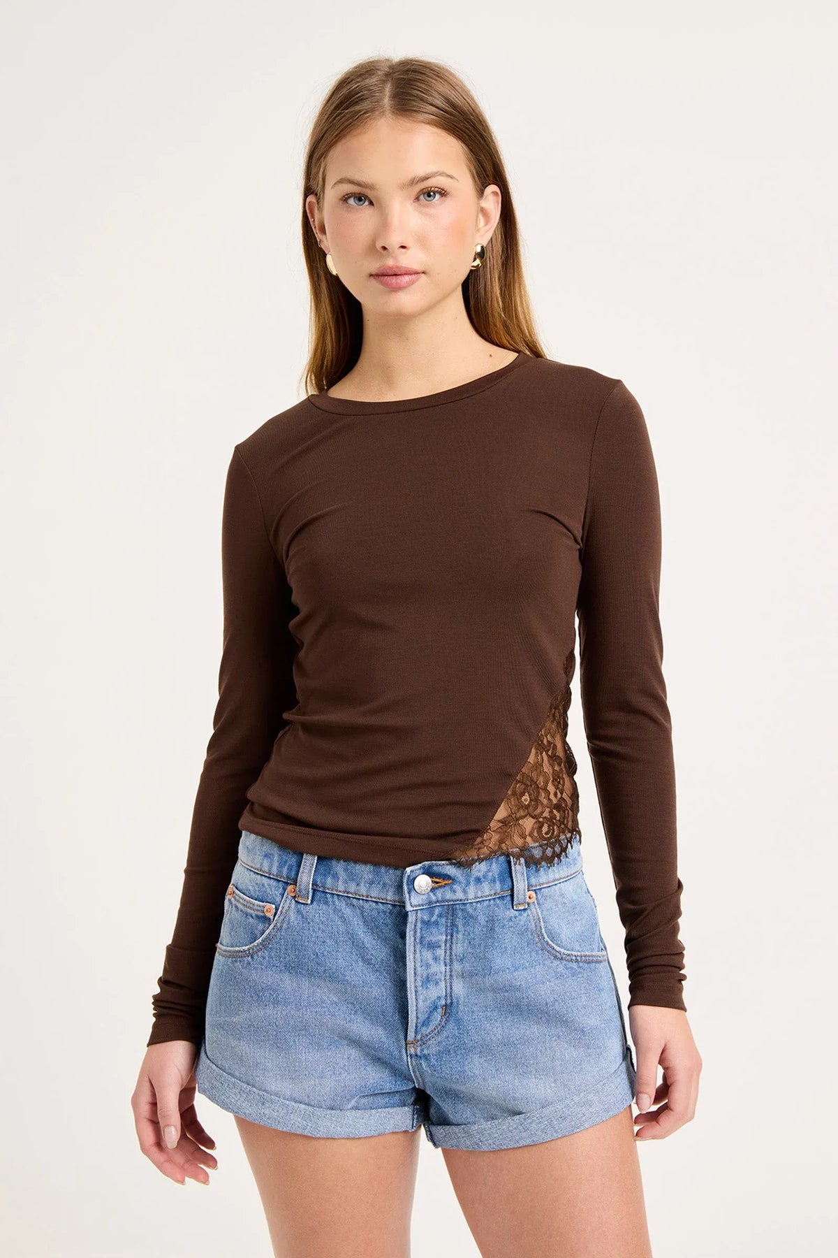 Siren Lace Long Sleeve in Chocolate