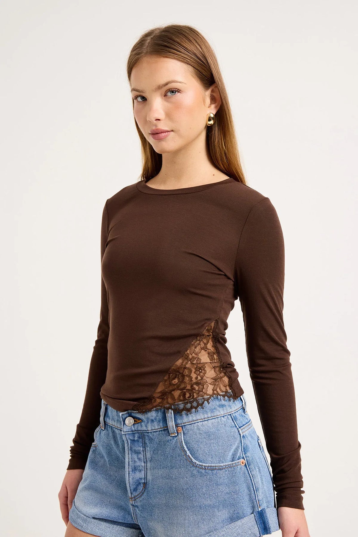 Siren Lace Long Sleeve in Chocolate