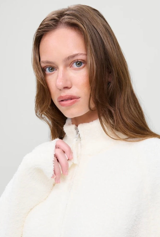 Bea Knit Zip Up Sweater Pearl