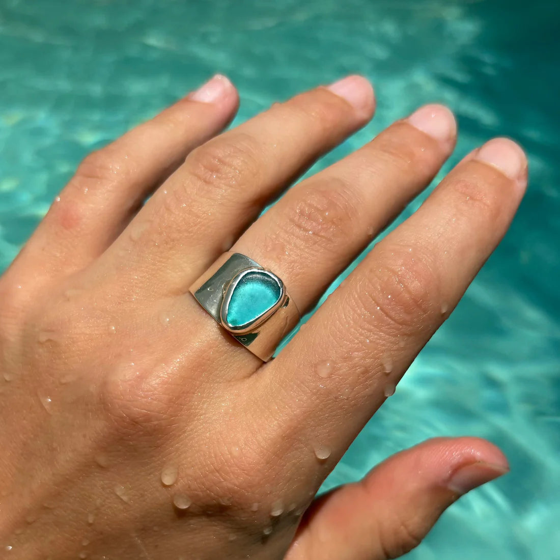 Blue Bold Sea Glass Band (Handmade)