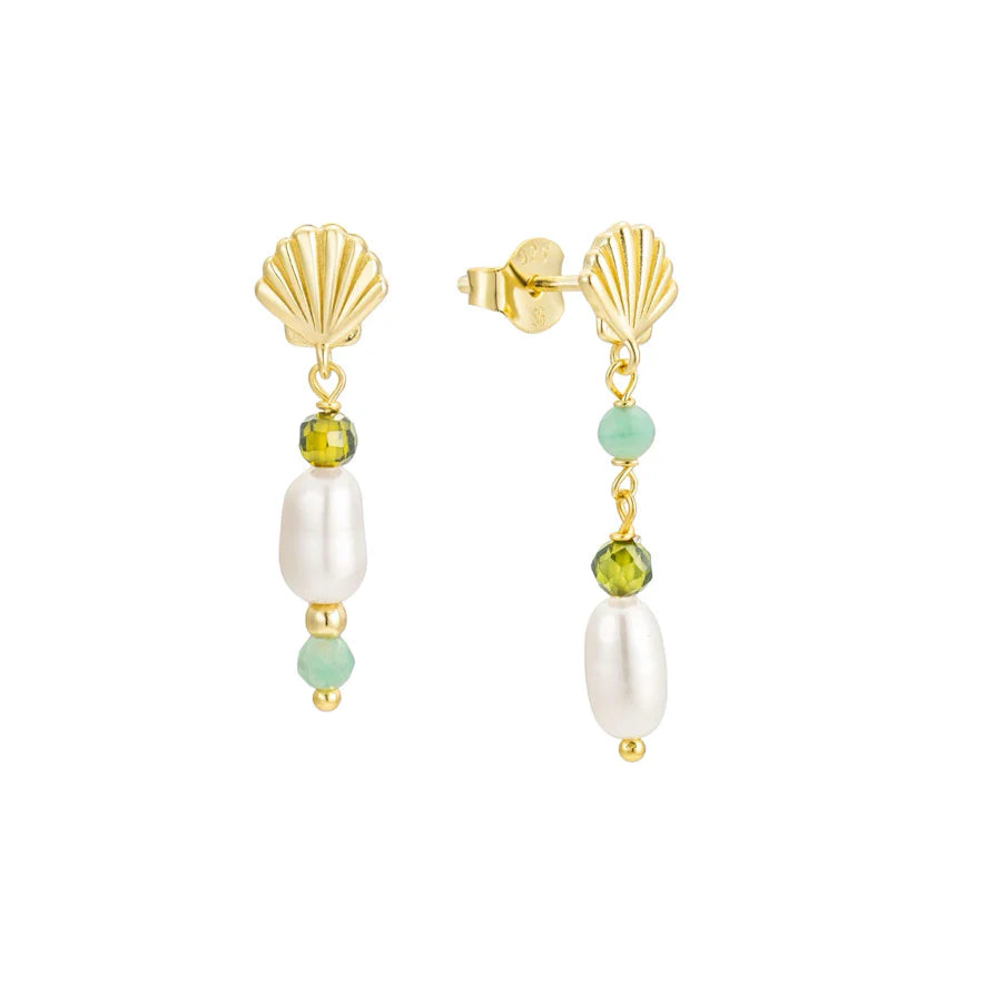 Wind & Sea Earrings- Green/Gold